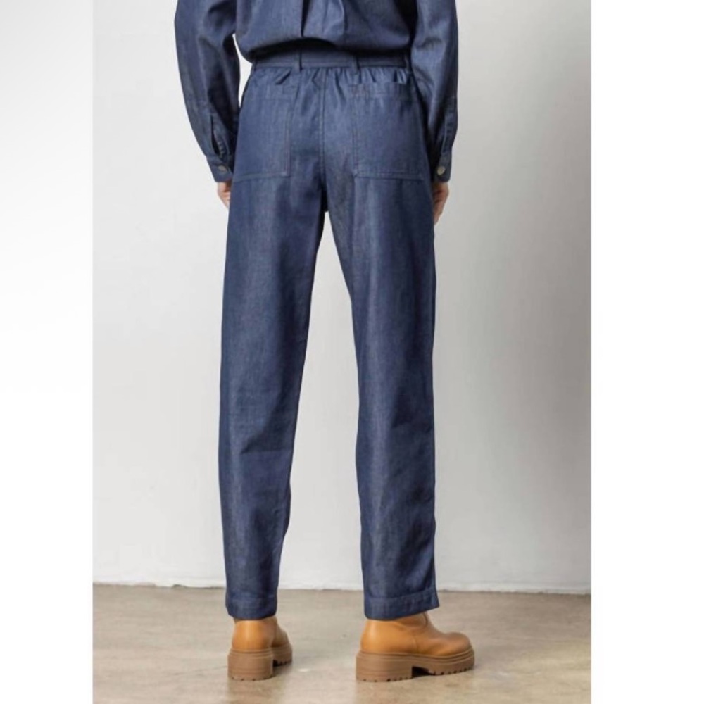 NWT Lilla P Size Small Dark Blue Denim Tie-Waist Women’s Pants - Picture 2 of 14